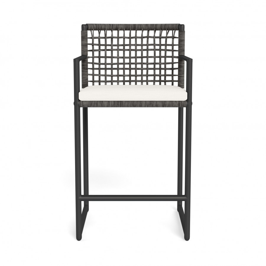 Harbour Loop Counter Stool - Aluminum Asteroid / Panama Blanco / Wicker Gray