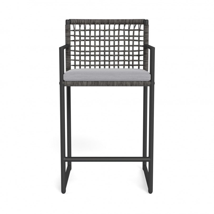 Harbour Loop Counter Stool - Aluminum Asteroid / Panama Cloud / Wicker Gray