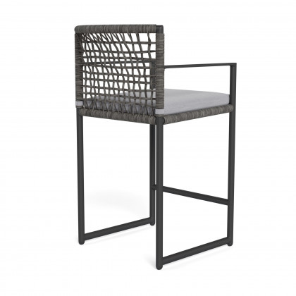 Harbour Loop Counter Stool - Aluminum Asteroid / Panama Cloud / Wicker Gray