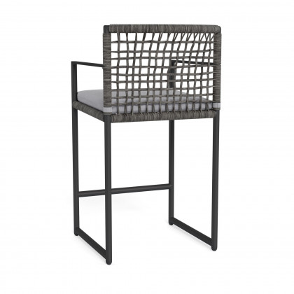 Harbour Loop Counter Stool - Aluminum Asteroid / Panama Cloud / Wicker Gray