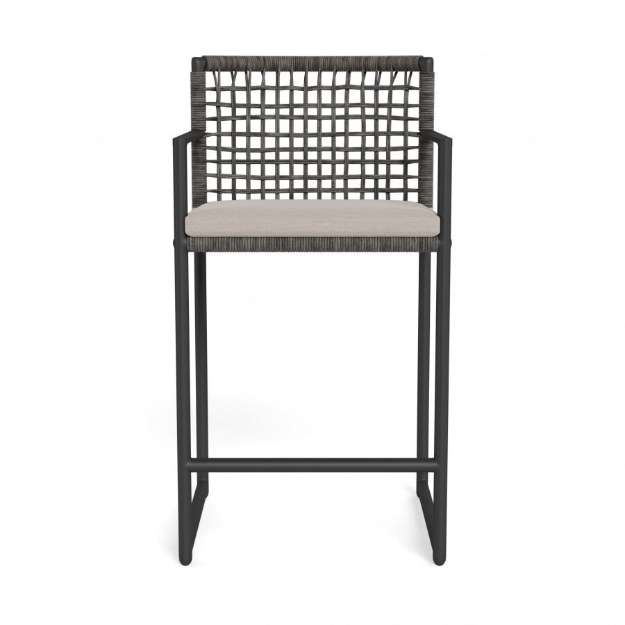 Harbour Loop Counter Stool - Aluminum Asteroid / Panama Marble / Wicker Gray