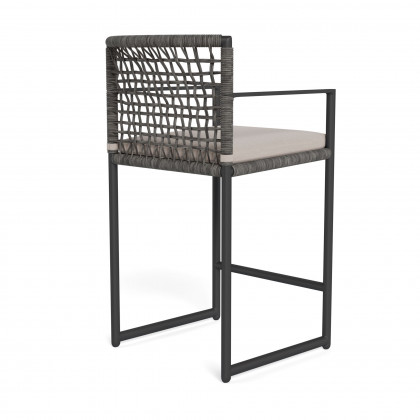 Harbour Loop Counter Stool - Aluminum Asteroid / Panama Marble / Wicker Gray