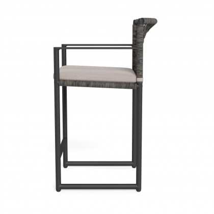 Harbour Loop Counter Stool - Aluminum Asteroid / Panama Marble / Wicker Gray