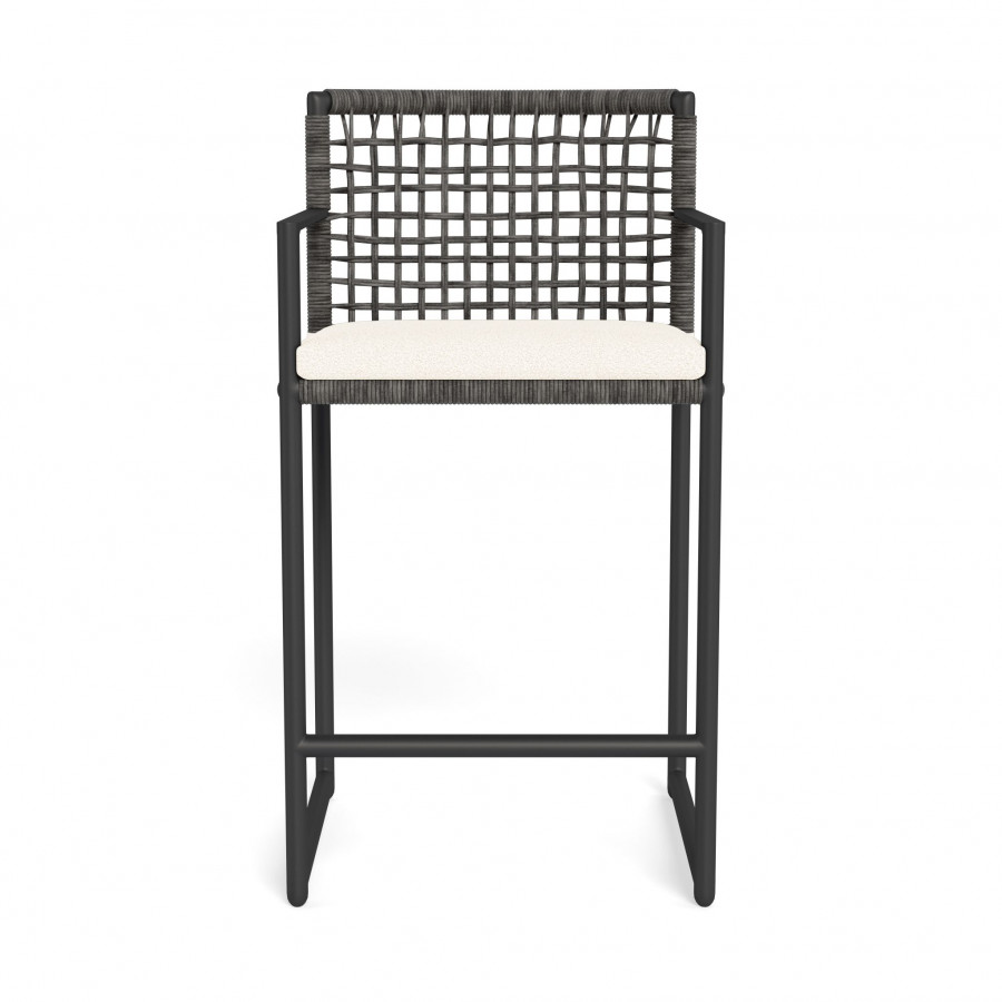Harbour Loop Counter Stool - Aluminum Asteroid / Riviera Ivory / Wicker Gray