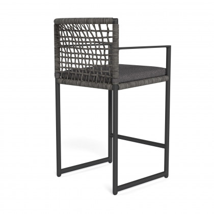 Harbour Loop Counter Stool - Aluminum Asteroid / Riviera Slate / Wicker Gray
