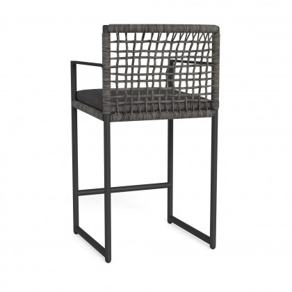 Harbour Loop Counter Stool - Aluminum Asteroid / Riviera Slate / Wicker Gray