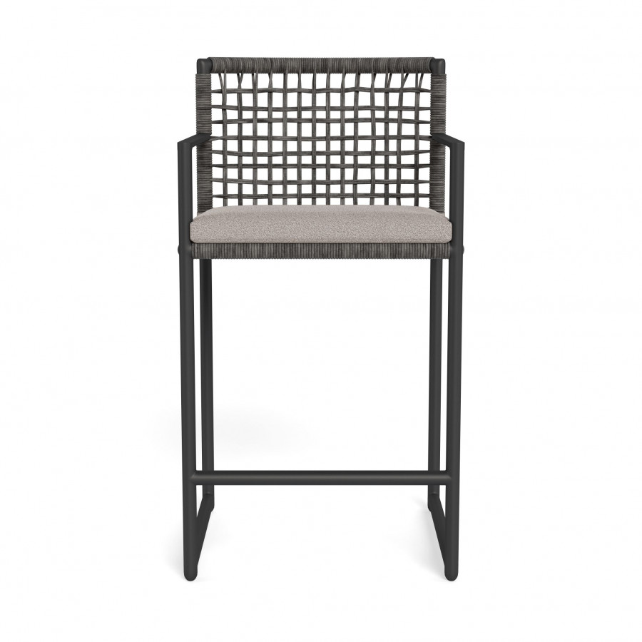 Harbour Loop Counter Stool - Aluminum Asteroid / Riviera Stone / Wicker Gray