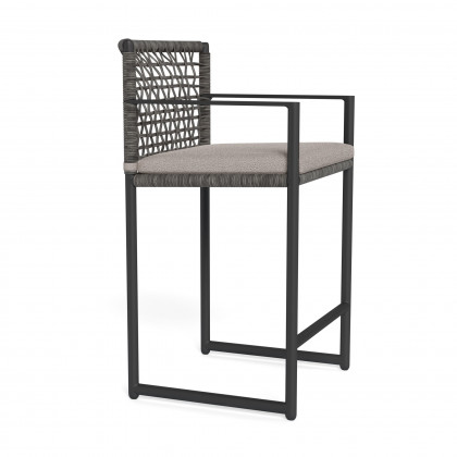 Harbour Loop Counter Stool - Aluminum Asteroid / Riviera Stone / Wicker Gray