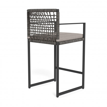 Harbour Loop Counter Stool - Aluminum Asteroid / Riviera Stone / Wicker Gray