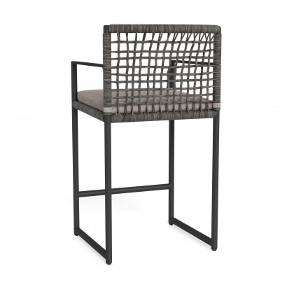 Harbour Loop Counter Stool - Aluminum Asteroid / Riviera Stone / Wicker Gray
