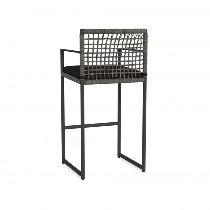Harbour Loop Bar Stool - Aluminum Asteroid / Copacabana Midnight / Wicker Gray