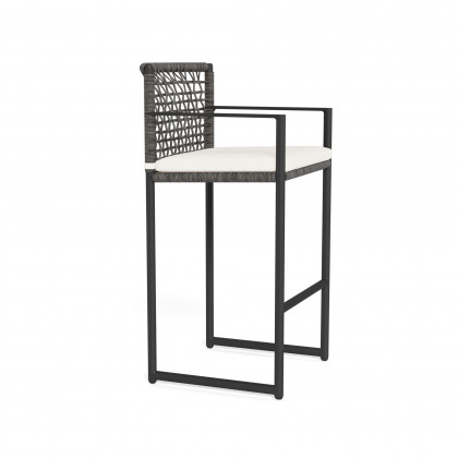 Harbour Loop Bar Stool - Aluminum Asteroid / Panama Blanco / Wicker Gray