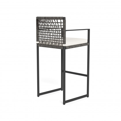 Harbour Loop Bar Stool - Aluminum Asteroid / Panama Blanco / Wicker Gray