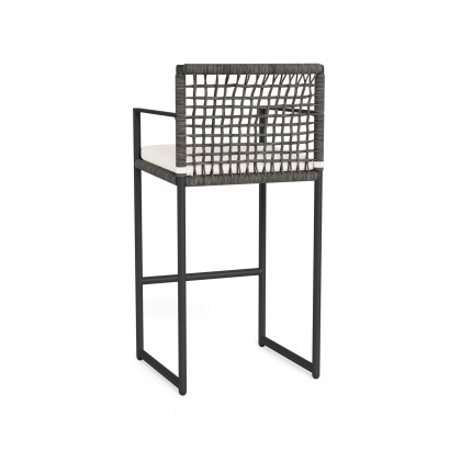 Harbour Loop Bar Stool - Aluminum Asteroid / Panama Blanco / Wicker Gray