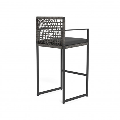 Harbour Loop Bar Stool - Aluminum Asteroid / Panama Grafito / Wicker Gray