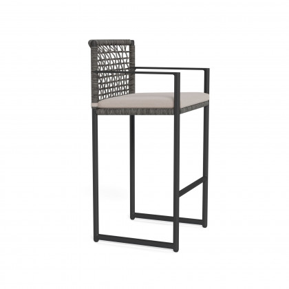 Harbour Loop Bar Stool - Aluminum Asteroid / Panama Marble / Wicker Gray