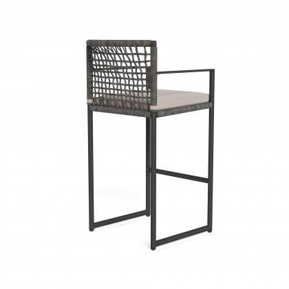 Harbour Loop Bar Stool - Aluminum Asteroid / Panama Marble / Wicker Gray