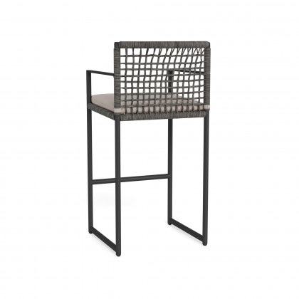 Harbour Loop Bar Stool - Aluminum Asteroid / Panama Marble / Wicker Gray