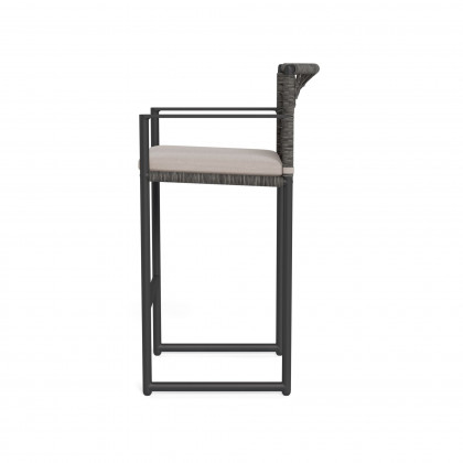 Harbour Loop Bar Stool - Aluminum Asteroid / Panama Marble / Wicker Gray