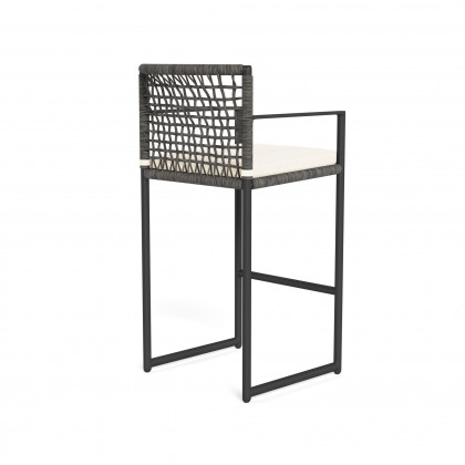Harbour Loop Bar Stool - Aluminum Asteroid / Riviera Ivory / Wicker Gray