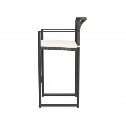 Harbour Loop Bar Stool - Aluminum Asteroid / Riviera Ivory / Wicker Gray