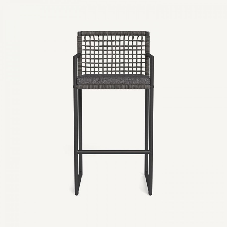 Harbour Loop Bar Stool - Aluminum Asteroid / Riviera Slate / Wicker Gray