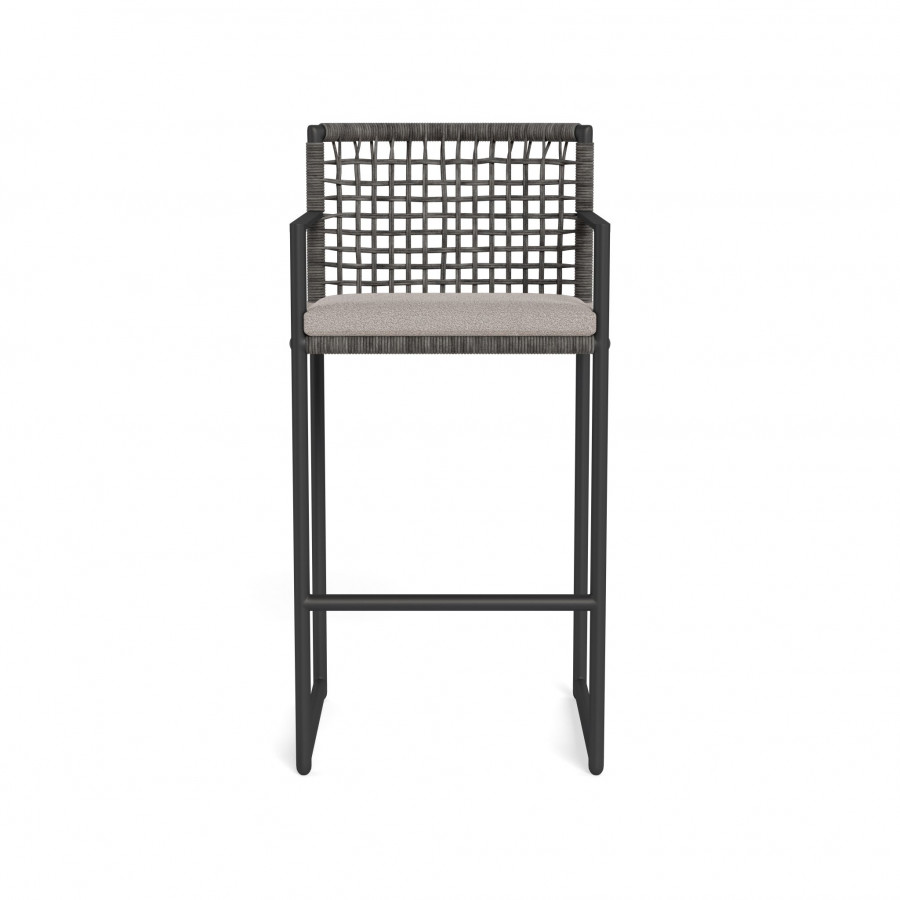 Harbour Loop Bar Stool - Aluminum Asteroid / Riviera Stone / Wicker Gray