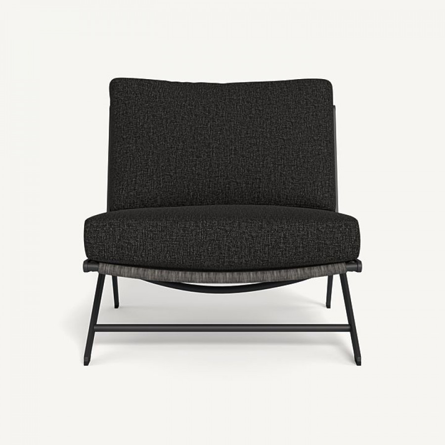 Harbour Loop Easy Chair - Aluminum Asteroid / Copacabana Midnight / Wicker Gray