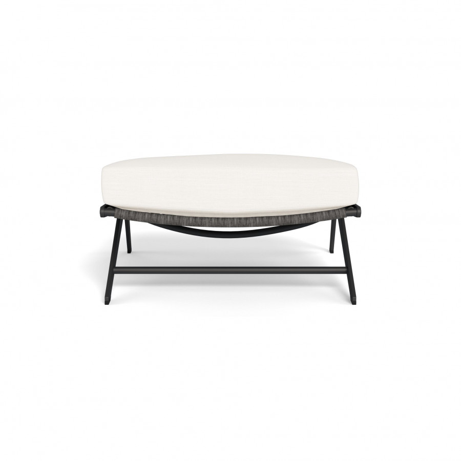 Harbour Loop Ottoman - Aluminum Asteroid / Panama Blanco / Wicker Gray