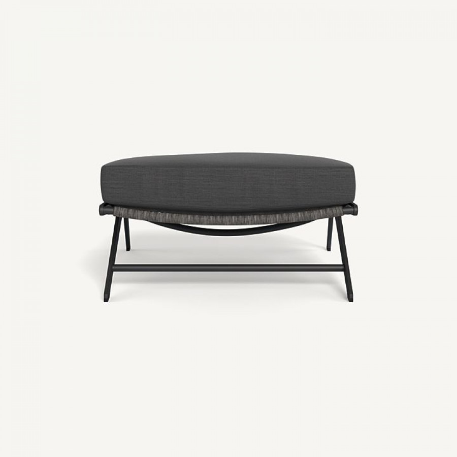 Harbour Loop Ottoman - Aluminum Asteroid / Panama Grafito / Wicker Gray