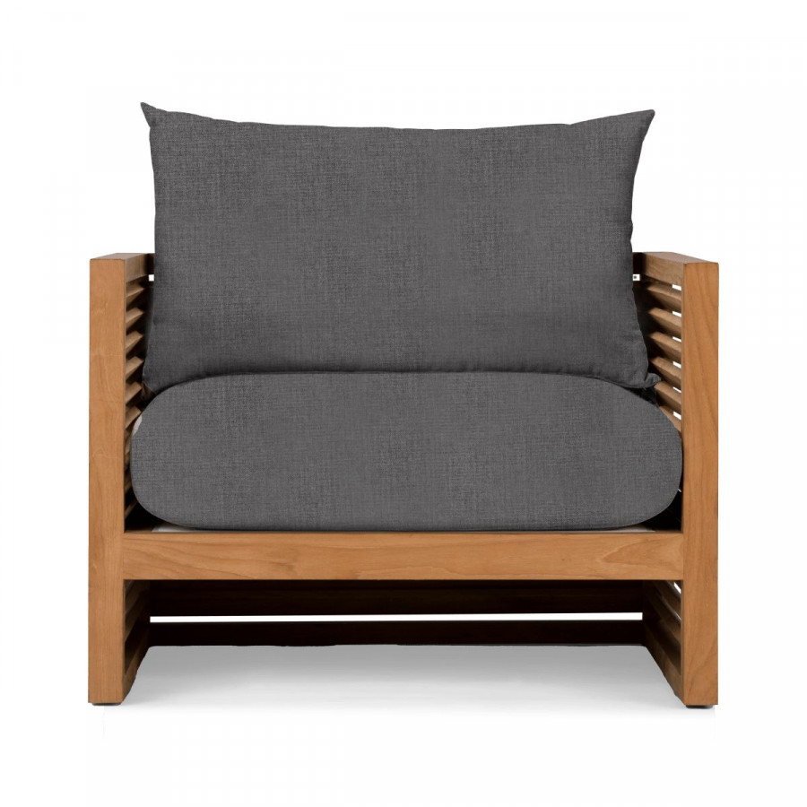 Harbour Louver Lounge Chair in Teak Natural / Panama Marble / Batyline White