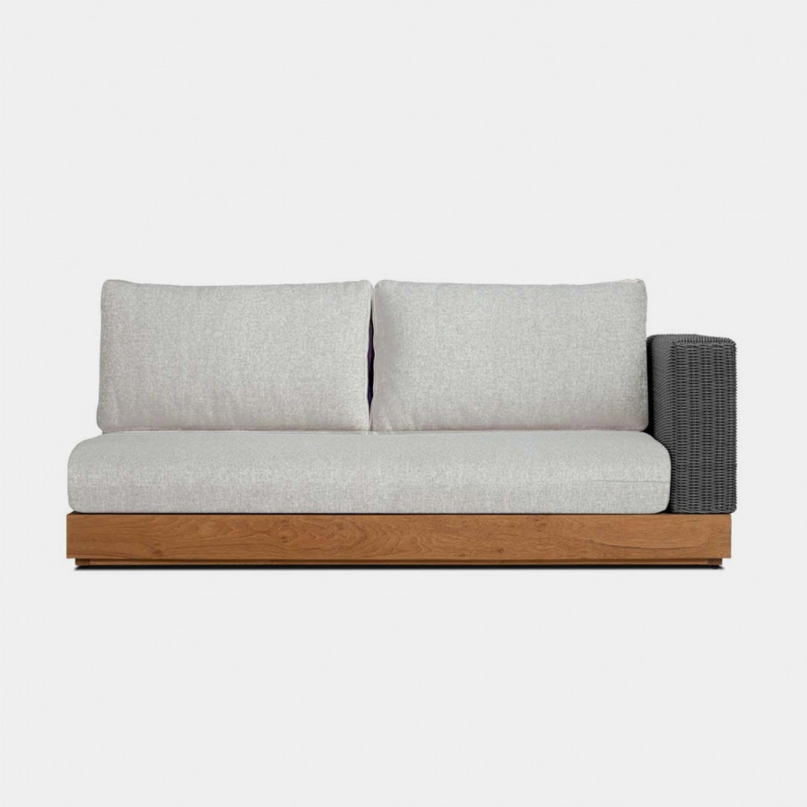 Harbour Malabar 2 Seat 1 Arm Right - Teak Natural, Panama Cloud, Wicker Gray