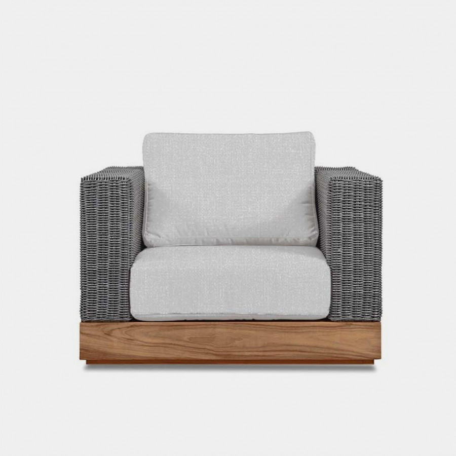 Harbour Malabar Lounge Chair - Teak Natural, Panama Grafito, Wicker Gray