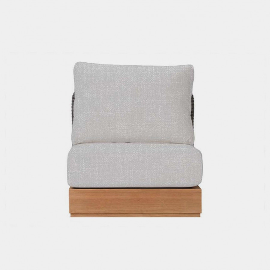 Harbour Malabar Armless Single - Teak Natural, Panama Blanco, Wicker Gray