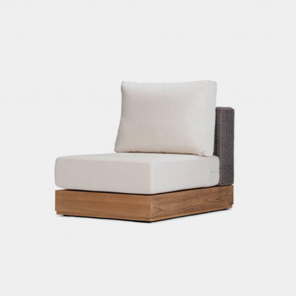 Harbour Malabar Armless Single - Teak Natural, Panama Blanco, Wicker Gray