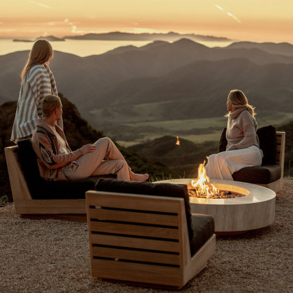 Harbour Mason Square Fire Table in Travertine Natural