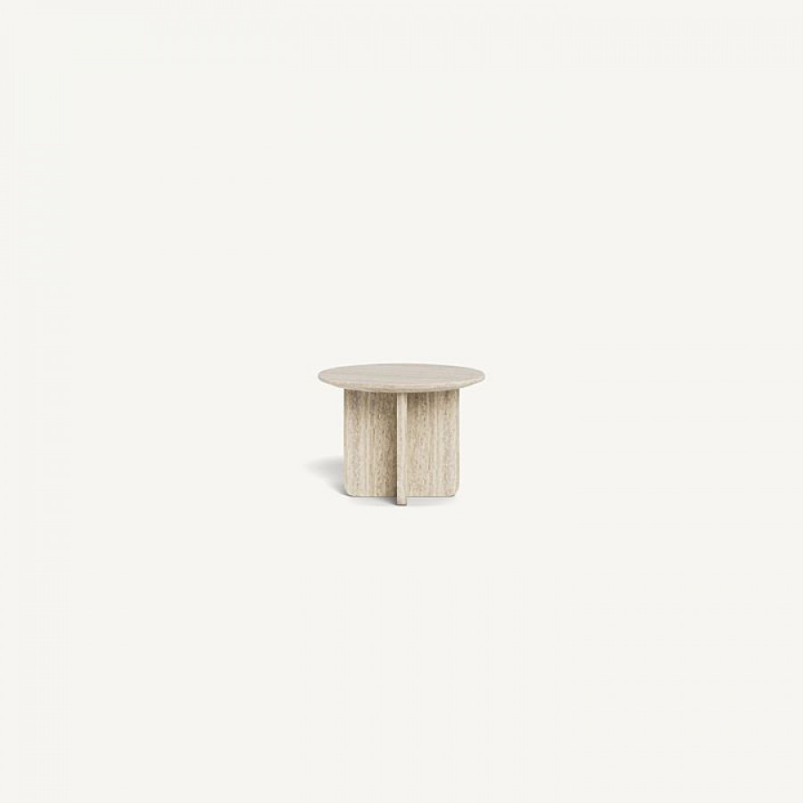 Harbour Maui Round Side Table in Travertine Natural