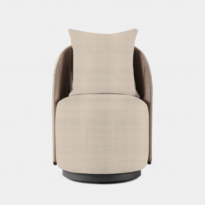 Harbour Milan Swivel Dining Chair - Aluminum Bronze, Panama Blanco, Twisted Rope Dune