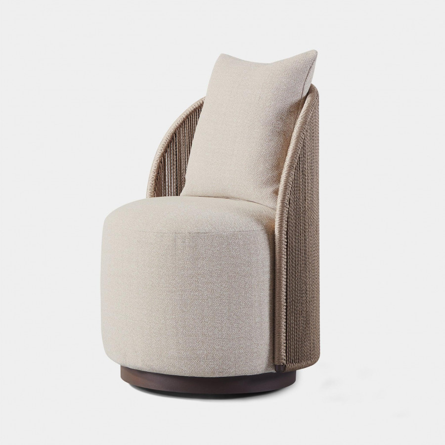 Harbour Milan Swivel Dining Chair - Aluminum Bronze, Siesta Slate, Twisted Rope Dune
