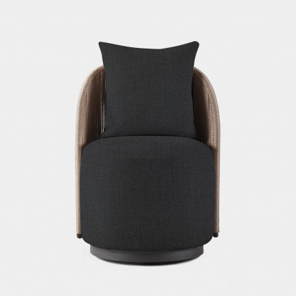 Harbour Milan Swivel Dining Chair - Aluminum Bronze, Siesta Slate, Twisted Rope Dune