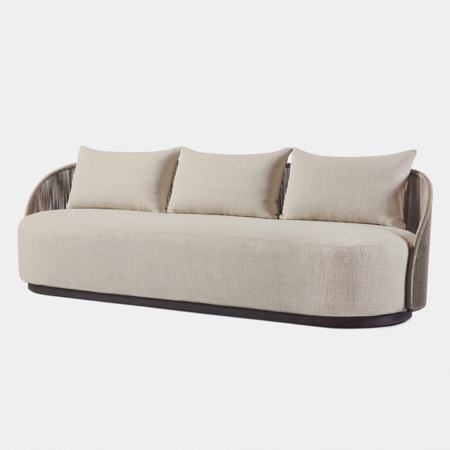 Harbour Milan 3 Seat Sofa - Aluminum Bronze, Copacabana Sand, Twisted Rope Dune