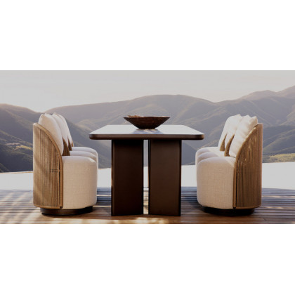 Harbour Milan Swivel Lounge Chair - Aluminum Bronze / Panama Grafito / Twisted Rope Dune