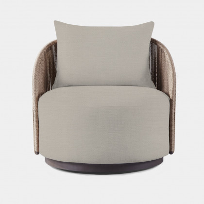 Harbour Milan Swivel Lounge Chair - Aluminum Bronze, Siesta Indigo, Twisted Rope Dune