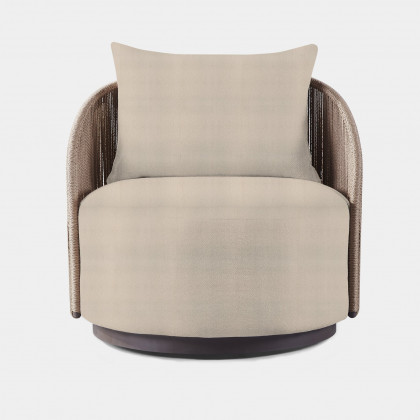 Harbour Milan Swivel Lounge Chair - Aluminum Bronze, Siesta Indigo, Twisted Rope Dune