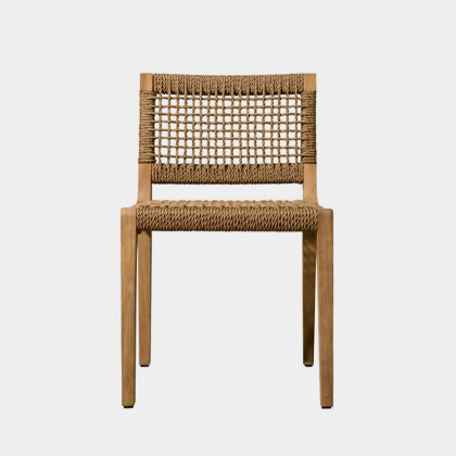 Harbour Mlb Teak Armless Dining Chair in Teak Natural / Twisted Resin Rope