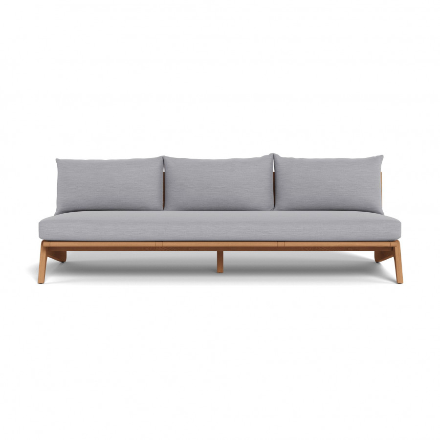 Harbour Mlb Teak 3 Seat Armless Sofa - Teak Natural / Panama Cloud