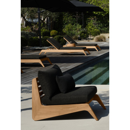 Harbour Mlb Teak Round Coffee Table in Teak Natural / Travertine Cream