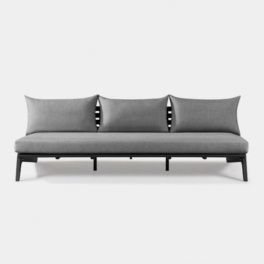 Harbour Mlb Aluminum 3 Seat Armless Sofa - Aluminum Asteroid, Copacabana Sand