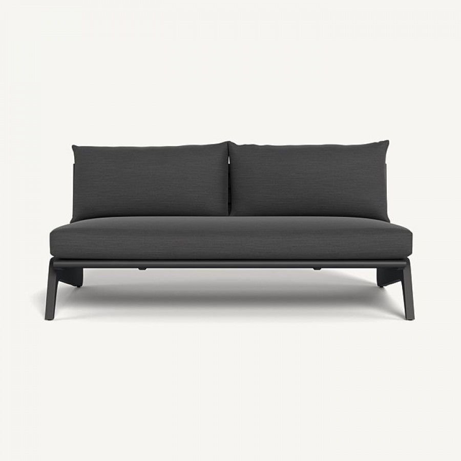Harbour Mlb Aluminum 2 Seat Armless Sofa - Aluminum Asteroid / Panama Grafito