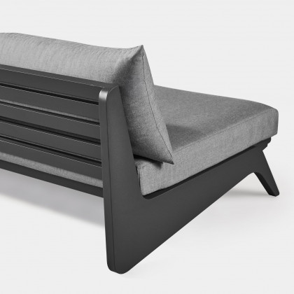 Harbour Mlb Aluminum 2 Seat Armless Sofa - Aluminum Asteroid / Siesta Indigo